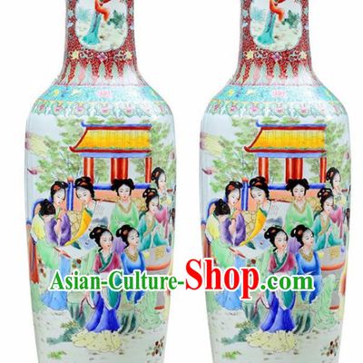 Chinese Traditional Hand Painting Beauty Enamel Vase Jingdezhen Ceramic Handicraft