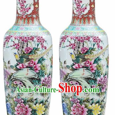 Chinese Traditional Hand Painting Peony Enamel Vase Jingdezhen Ceramic Handicraft