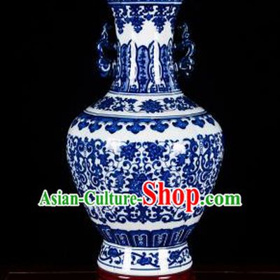 Chinese Jingdezhen Ceramic Craft Twine Pattern Vase Enamel Handicraft Traditional Porcelain Vase
