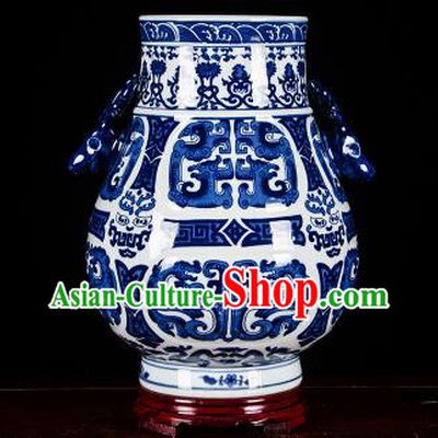 Chinese Jingdezhen Ceramic Craft Twine Pattern Jar Enamel Handicraft Traditional Porcelain Vase