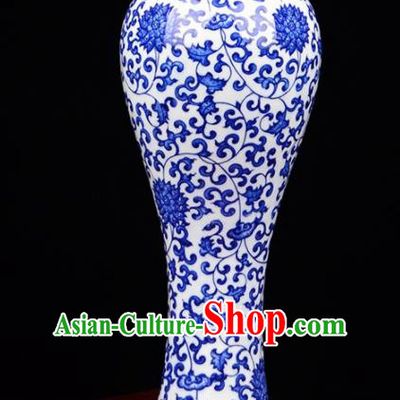 Chinese Jingdezhen Ceramic Craft Twine Lotus Pattern Enamel Vase Handicraft Traditional Porcelain Vase