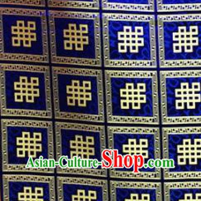 Chinese Traditional Buddhism Auspicious Pattern Royalblue Brocade Silk Fabric Tibetan Robe Satin Fabric Asian Material