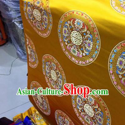 Chinese Traditional Buddhism Lotus Pattern Golden Brocade Silk Fabric Tibetan Robe Satin Fabric Asian Material