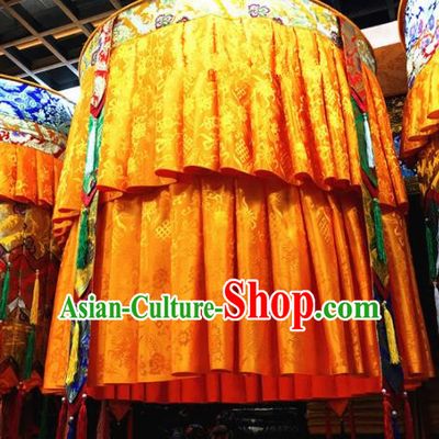 Chinese Traditional Buddhism Golden Brocade Chapel Decoration Vajrayana Buddhist Baldachin Precious Umbrella