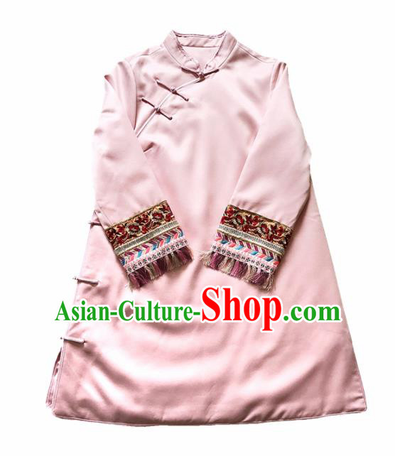 Chinese Traditional National Costume Tang Suit Qipao Dress Embroidered Pink Cheongsam for Women Chinese Traditional National Costume Tang Suit Qipao Dress Embroidered Pink Cheongsam for Women