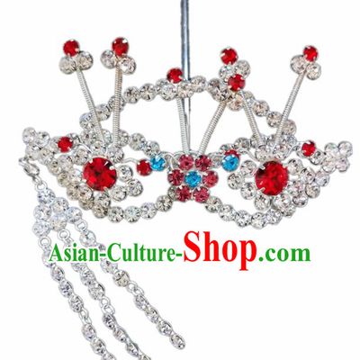 Chinese Ancient Princess Crystal Hairpins Traditional Peking Opera Artiste Headwear for Women