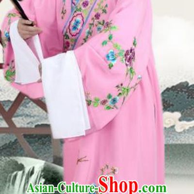 Chinese Ancient Nobility Childe Pink Embroidered Robe Traditional Peking Opera Niche Costume for Men