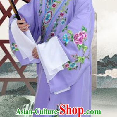 Chinese Ancient Nobility Childe Purple Embroidered Robe Traditional Peking Opera Niche Costume for Men