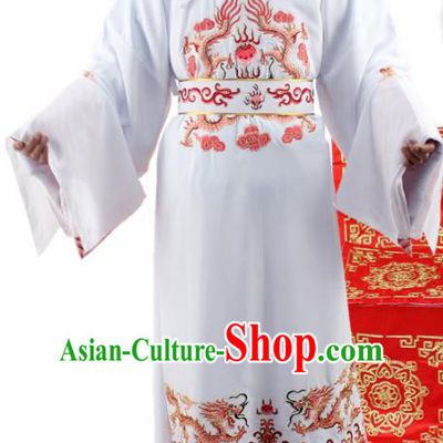 Chinese Ancient Number One Scholar Embroidered Red Dragon Robe Traditional Peking Opera Niche Costume for Men