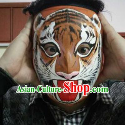 Chinese Traditional Sichuan Opera Prop Face Changing Tiger Masks Handmade Painting Facial Makeup