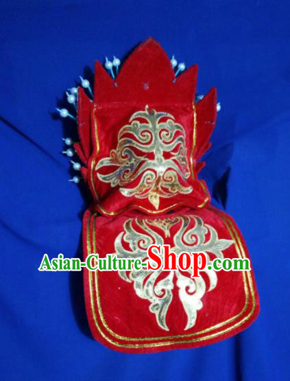 Chinese Traditional Sichuan Opera Face Changing Hat Handmade Red Helmet for Men Chinese Traditional Sichuan Opera Face Changing Hat Handmade Red Helmet for Men