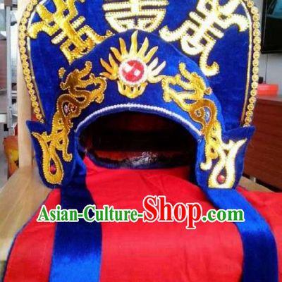 Chinese Traditional Sichuan Opera Headwear Face Changing Royalblue Hat Handmade Helmet for Men