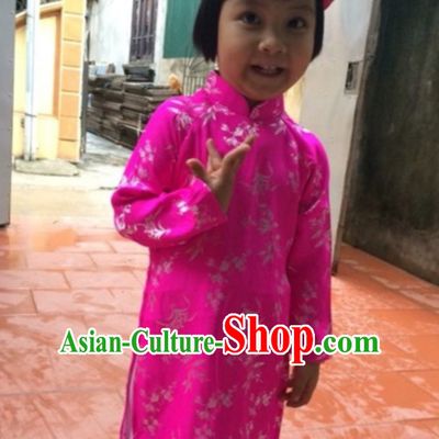 Classical Traditional Vietnam Dress Complete Set for Children Girls