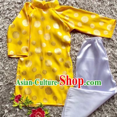 Classical Traditional Vietnam Dress Complete Set for Children Girls
