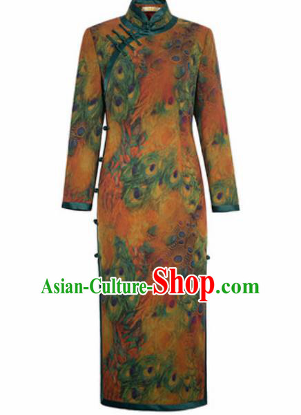 Chinese Traditional Printing Cheongsam Tang Suit Qipao Dress National Costume for Women Chinese Traditional Printing Cheongsam Tang Suit Qipao Dress National Costume for Women