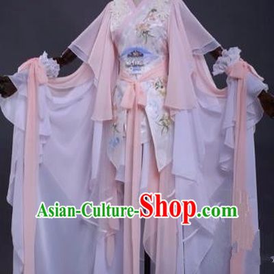 Traditional Chinese Cosplay Princess Costume Ancient Swordswoman Pink Hanfu Dress for Women