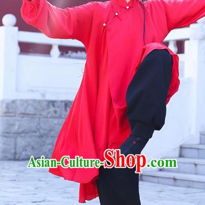 Chinese Traditional Martial Arts Kung Fu Competition Red Costume Tai Chi Clothing for Women