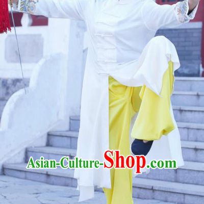 Chinese Traditional Martial Arts Kung Fu Competition White Costume Tai Chi Clothing for Women