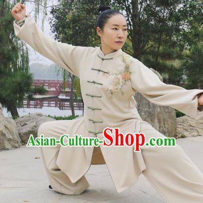 Chinese Traditional Kung Fu Competition Costume Martial Arts Tai Chi Printing Peony Clothing for Women