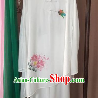 Chinese Traditional Kung Fu Costume Martial Arts Competition Tai Chi Printing Lotus Clothing for Women