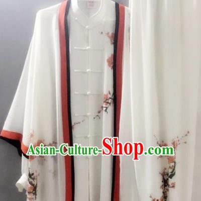 Chinese Traditional Kung Fu Competition Costume Tai Chi Martial Arts Printing Plum Blossoms Clothing for Men