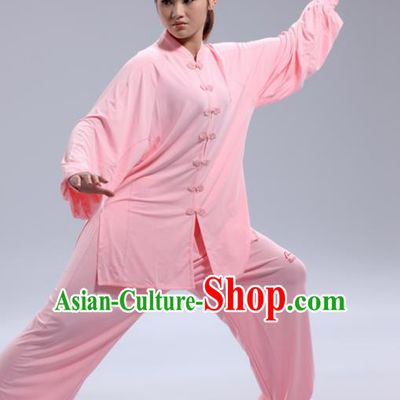 Chinese Traditional Kung Fu Pink Costume Martial Arts Tai Chi Clothing for Women