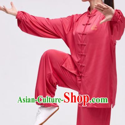 Chinese Traditional Kung Fu Competition Watermelon Red Costume Martial Arts Tai Chi Clothing for Women