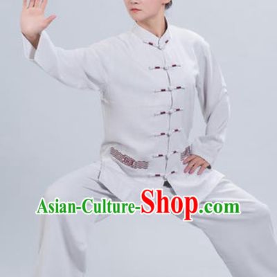 Chinese Traditional Kung Fu Competition Costume Tang Suit Tai Chi Grey Clothing for Women
