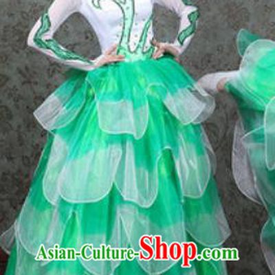 Chinese Traditional Spring Festival Gala Dance Costume Opening Dance Stage Performance Green Dress for Women