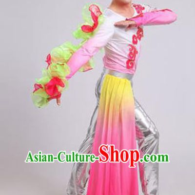 Chinese Traditional Drum Dance Pink Costume Folk Dance Stage Performance Clothing for Men