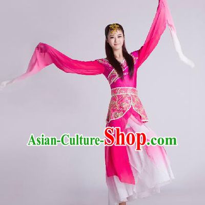 Chinese Traditional Classical Dance Rosy Costume Water Sleeve Dance Stage Performance Costume for Women
