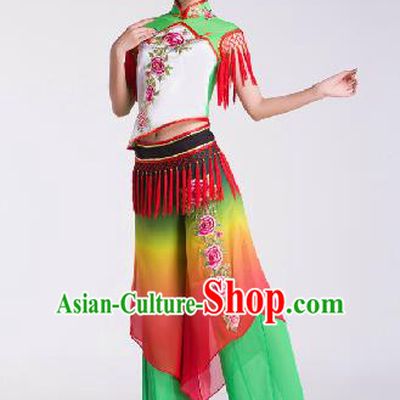 Chinese Traditional Fan Dance Costume Folk Dance Stage Performance Clothing for Women