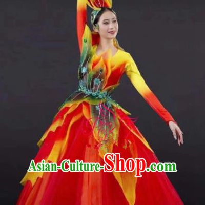 Chinese Traditional Spring Festival Gala Opening Dance Red Dress Modern Dance Stage Performance Costume for Women