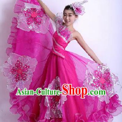 Top Grade Chorus Opening Dance Rosy Dress Modern Dance Stage Performance Costume for Women