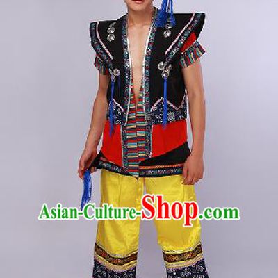 Chinese Traditional Ethnic Dance Costume Yi Nationality Stage Performance Clothing for Men