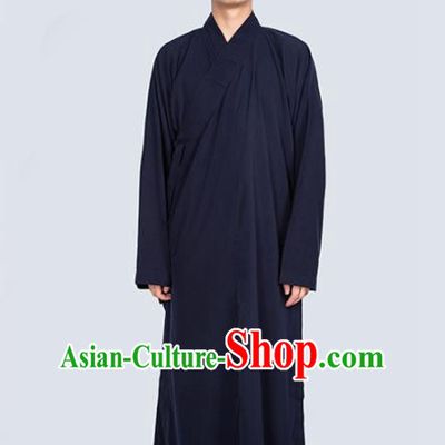 Chinese Traditional Taoism Costume National Taoist Priest Navy Robe for Men