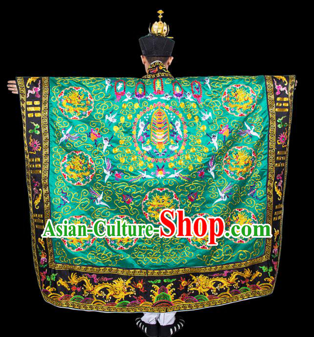 Chinese Traditional Taoism Costume National Taoist Priest Embroidered Dragons Green Cassock for Men Chinese Traditional Taoism Costume National Taoist Priest Embroidered Dragons Green Cassock for Men