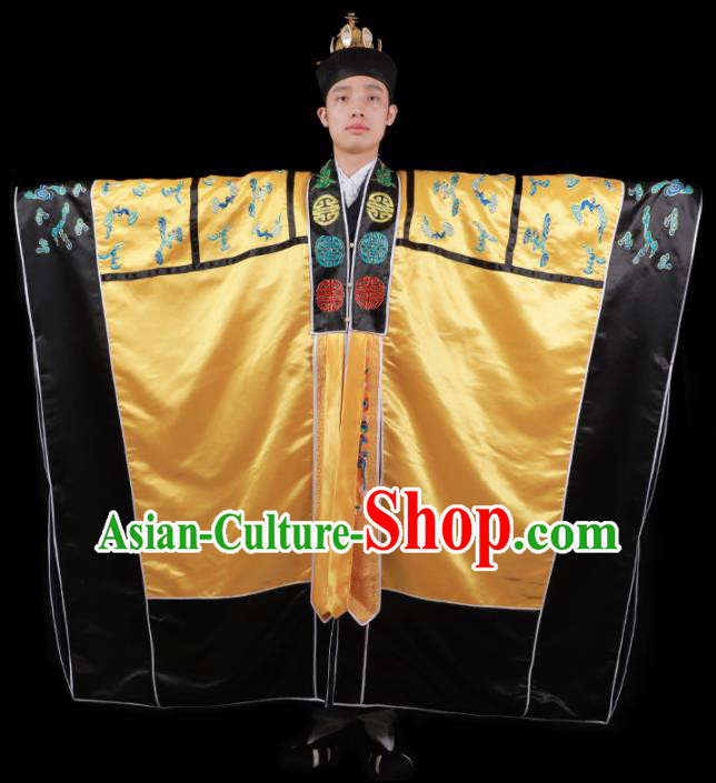 Chinese Traditional Taoism Costume National Taoist Priest Embroidered Dragons Golden Cassock for Men Chinese Traditional Taoism Costume National Taoist Priest Embroidered Dragons Golden Cassock for Men