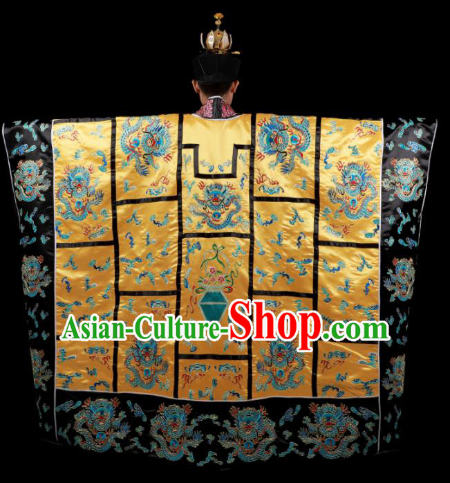 Chinese Traditional Taoism Costume National Taoist Priest Embroidered Dragons Golden Cassock for Men Chinese Traditional Taoism Costume National Taoist Priest Embroidered Dragons Golden Cassock for Men