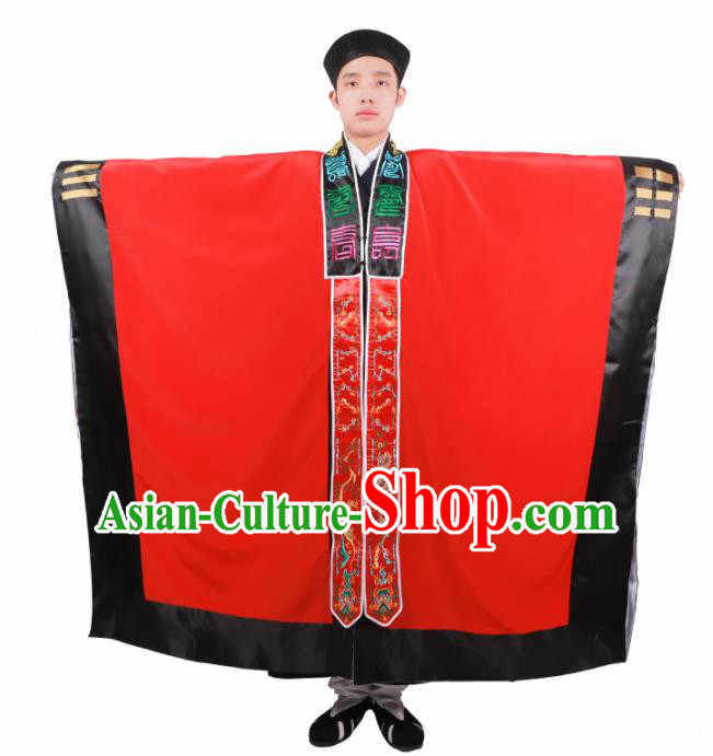 Chinese Traditional Taoism Costume National Taoist Priest Embroidered Bagua Red Cassock for Men