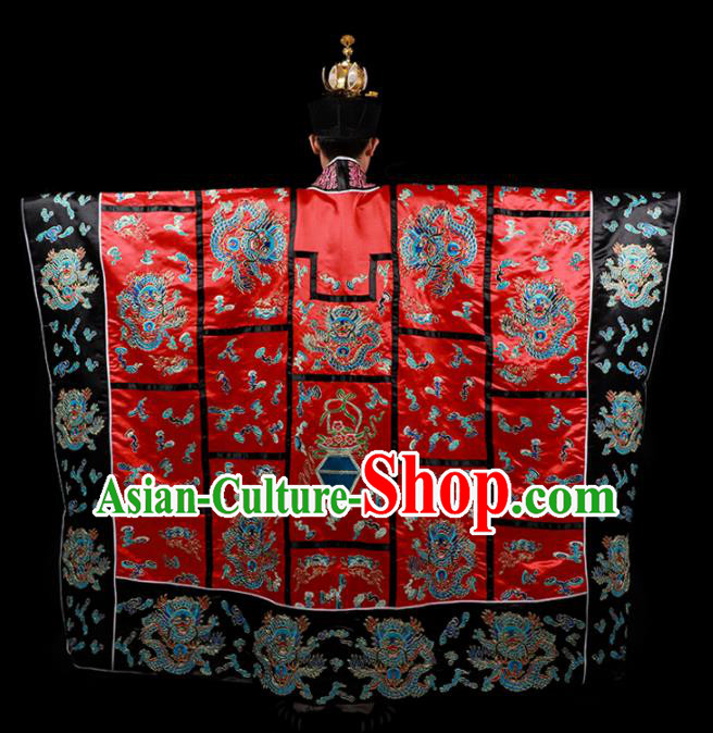 Chinese National Taoist Priest Embroidered Dragons Red Cassock Traditional Taoism Costume for Men Chinese National Taoist Priest Embroidered Dragons Red Cassock Traditional Taoism Costume for Men