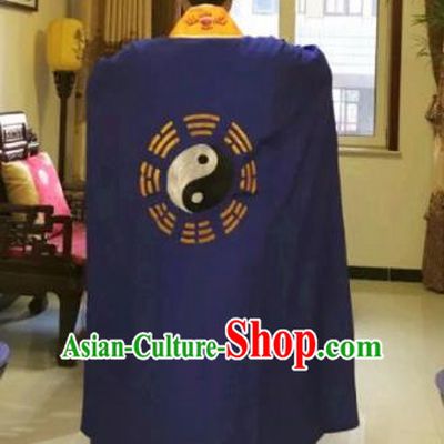 Chinese National Taoism Priest Frock Navy Bagua Cassock Traditional Taoist Priest Rites Costume for Men
