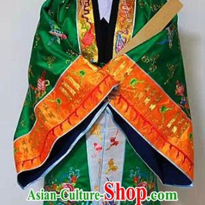 Chinese National Taoism Priest Frock Embroidered Tower Green Cassock Traditional Taoist Priest Rites Costume for Men