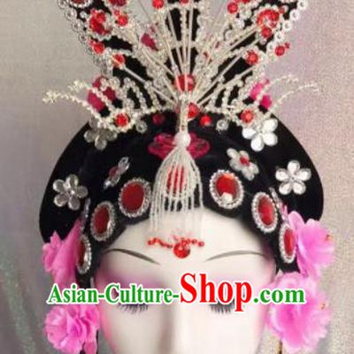 Chinese Traditional Beijing Opera Imperial Consort Wigs and Hairpins Headwear Peking Opera Diva Hair Accessories for Women