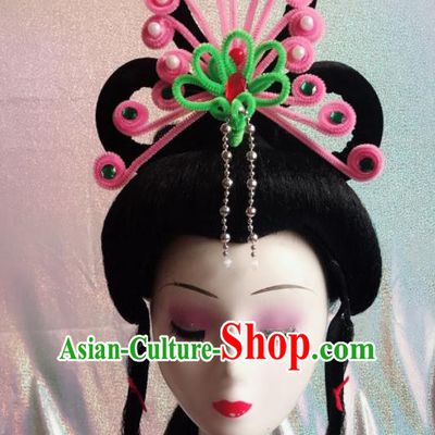 Chinese Traditional Beijing Opera Peri Pink Phoenix Hairpins Peking Opera Diva Hair Accessories for Women
