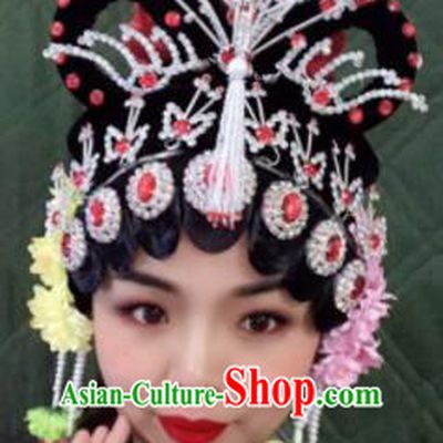 Chinese Traditional Beijing Opera Imperial Consort Wigs and Phoenix Hairpins Peking Opera Diva Hair Accessories for Women