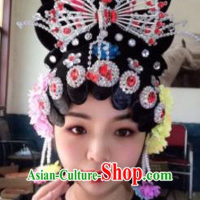 Chinese Traditional Beijing Opera Peri Wigs and Phoenix Hairpins Peking Opera Diva Hair Accessories for Women