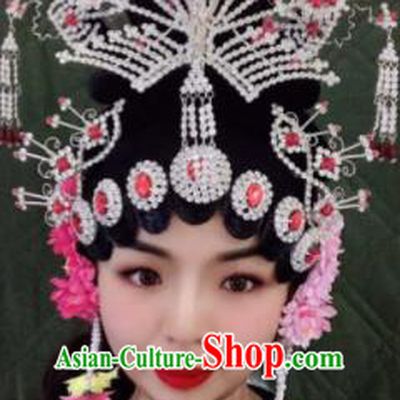 Chinese Traditional Beijing Opera Peri Princess Wigs and Phoenix Hairpins Peking Opera Diva Hair Accessories for Women