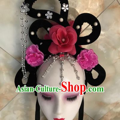 Chinese Traditional Beijing Opera Court Maid Wigs Sheath Peking Opera Princess Hair Accessories for Women
