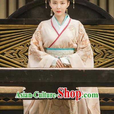 Drama Queen Dugu Chinese Sui Dynasty Princess Consort Hanfu Dress Ancient Historical Costume and Headpiece for Women